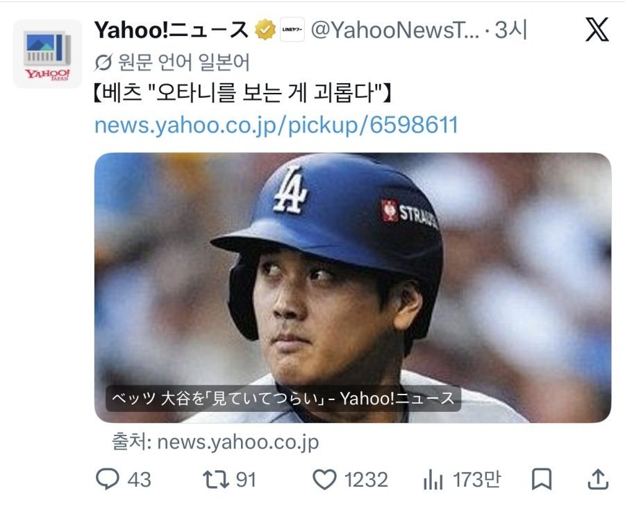 미국내 오타니 현재 여론