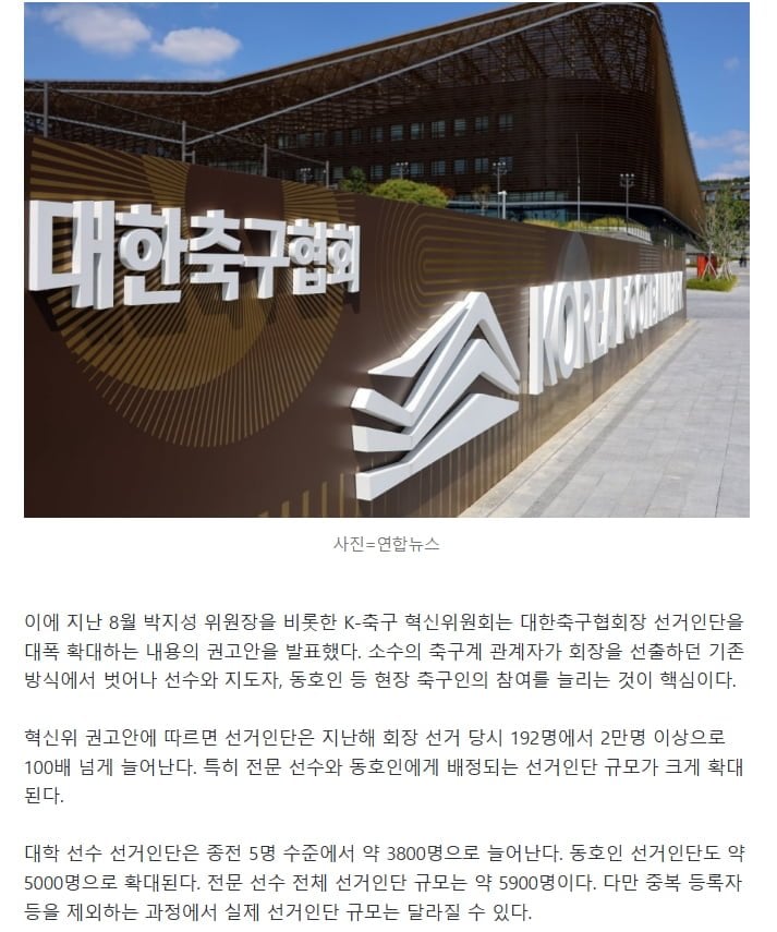 정몽규 빈자리 채운다..축구협회장 보궐선거 절차 착수