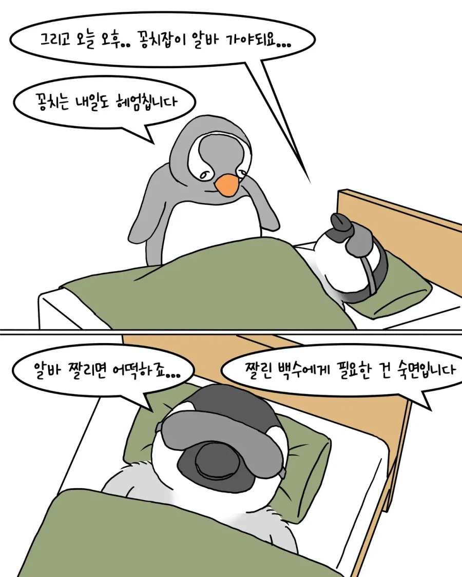 포근한 이불을 사러 온 펭귄.manwha