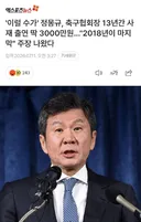 정몽규, 축구협회장 13년간 사재 출연 딱 3000만원
