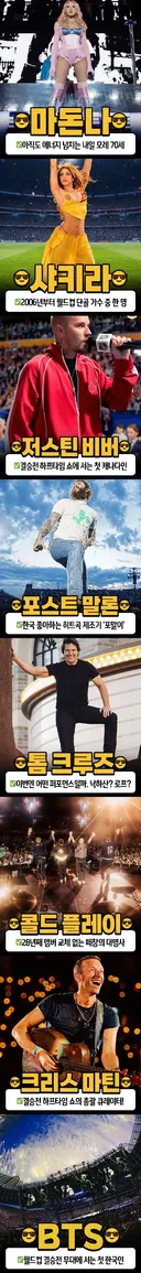 월드컵 결승전 하프타임 공연 출연진 라인업
