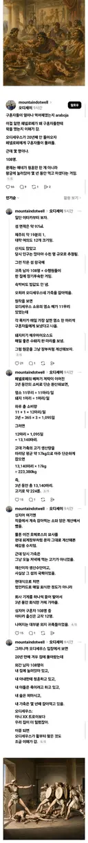 오디세이의 구혼자들이 먹어치운 음식량.