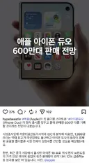 애플) 아이폰 듀오 600만대 판매 전망